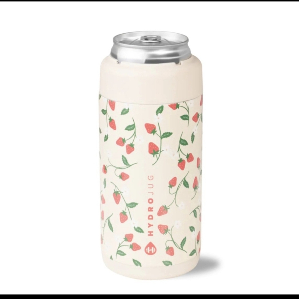 HydroJug Cream Strawberry Patterned Can Cooler
